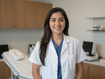 Latina female obstetrician in a modern clinic