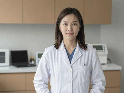 Asian female urologist in a clinic room